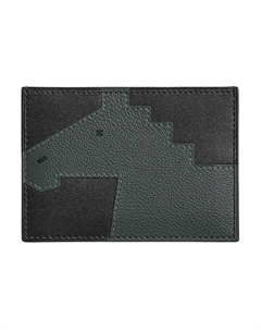 HERMES Кожаный картхолдер унисекс чёрный и зелёный, Black & Green Hermès