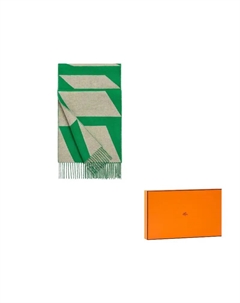 HERMES Вязаный шарф женский зелёный бежевый, Green/Beige Hermès