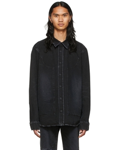 Черная джинсовая куртка с эффектом потертости We11done