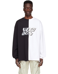 Черно-белая футболка с длинными рукавами до половины и до половины We11done