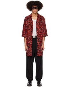 Красно-черная рубашка с психоделическим леопардовым принтом Lu'u dan