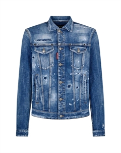 Потертая джинсовая куртка, Marine Blue Dsquared2