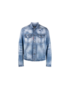 Куртка джинсовая с принтом логотипа, Denim Blue Dsquared2