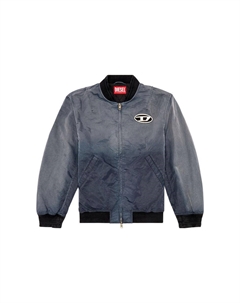 Кожаная бомбер с логотипом, Washed Black Diesel