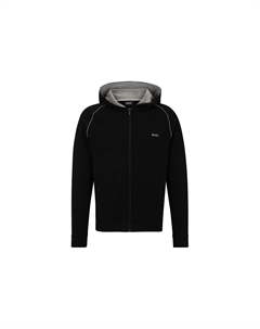 Хлопковая худи на молнии с логотипом, Black Hugo boss