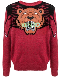 Свитер с тигром вязки интарсия, красный Kenzo