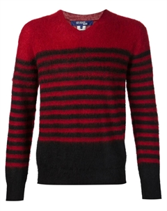 Полосатый свитер с V-образным вырезом, красный Junya watanabe man