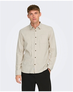 Мужская рубашка с длинным рукавом классического кроя, бежевый Only & sons