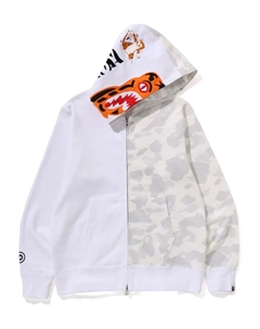 Худи на молнии с принтом тигровой акулы, белый A bathing ape®
