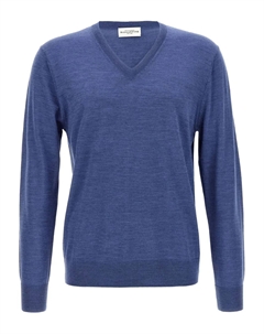 Шерстяной свитер с V-образным вырезом, синий Ballantyne