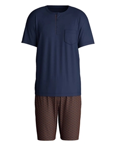 Пижама с геометрическим принтом и воротником-хенли, коричневый Calida