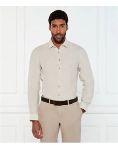 Льняная рубашка Slim fit, бежевый Calvin klein