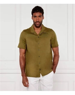 Льняная рубашка Regular fit, зеленый Calvin klein