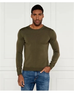 Шерстяной свитер San Cedric Regular fit, зеленый Hugo