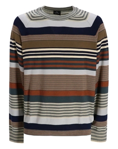Полосатый свитер с круглым вырезом, коричневый Paul smith