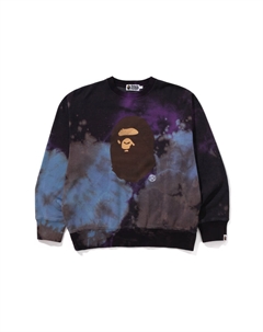Bape Tie Dye Ape Head Расслабленный Фит Круговой Свитшот, Черный BKX A bathing ape®
