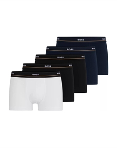Боксеры с принтом логотипа Boss, 5 штук (белый, черный, темно-серый, темно-синий, морской синий) Hugo boss