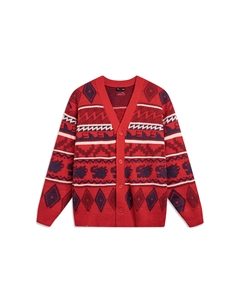 Лининг Rijin Doujin коллекция вязаный свитер мужской вермилион Li-ning