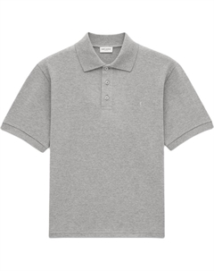 Футболка поло с вышитым логотипом, смешанный серый Saint laurent