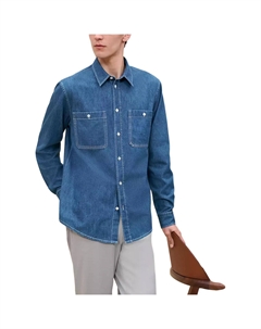 Футболка HERMES FW24 Мужская Стираемая Индиго, Состаренная Hermès