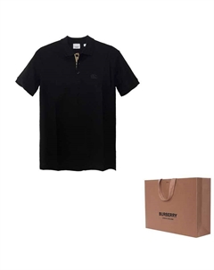 Хлопковая короткая поло, черный+подарочная упаковка Burberry