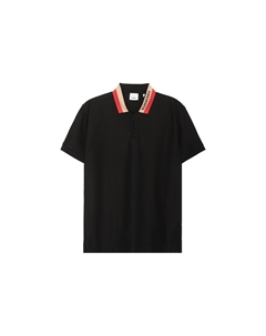 Футболка поло из хлопкового пике с логотипом, черный цвет + упаковка в коробке Burberry