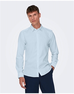 Мужская рубашка с длинным рукавом однотонная, синий Only & sons