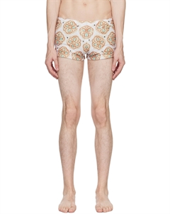 Бежевые плавки с цветочным принтом в клетку Commas