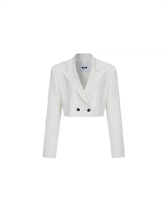 Приталенный укороченный пиджак в полоску, White Msgm