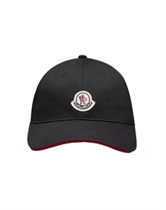 Хлопковая бейсболка мужская черная с красным Moncler