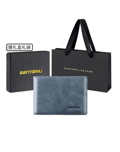 Кожаный картхолдер для мужчин, Blue Trifold-Anti-Skimming Banyanu