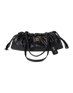 Кожаная женская сумка через плечо среднего размера черная Miu miu