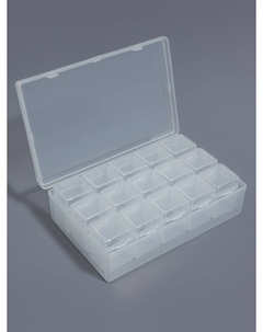 Органайзер для хранения мелочей, 15 баночек, 9 мл, в контейнере, 13.7×9×4 см, прозрачный Арт узор