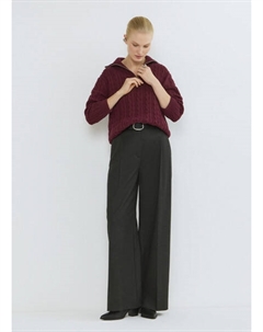 Джемпер с косами и воротником-стойкой на молнии, Фиолетовый Ostin