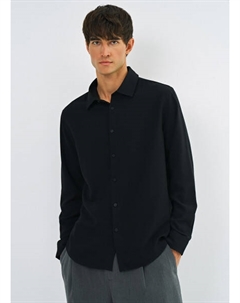 Рубашка из жатой ткани, Черный Ostin