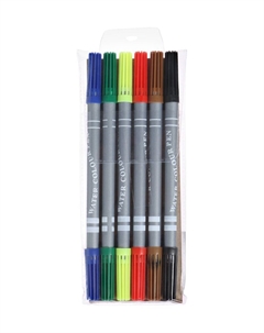 Фломастеры, 6 цветов, двусторонние, круглый наконечник 2 мм/5 мм, вентилируемый колпачок, в блистере Calligrata