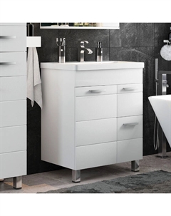 Тумба с раковиной Денвер 70 Z2 напольная, глянцевая белая, раковина Kirovit Фостер 70 Corozo