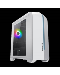 Корпус Centauri White-Blue, mATX, Midi-Tower, USB 3.0, RGB подсветка, белый/синий, без БП (Centauri White-Blue) Gamemax