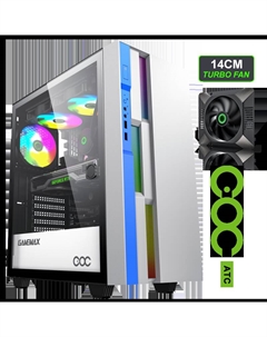 Корпус Brufen C3 WB, ATX, Midi-Tower, USB 3.1, RGB подсветка, белый/голубой, без БП Gamemax
