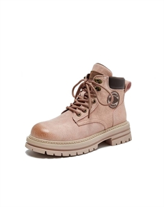 Женские берцы до щиколотки розовые со скрытой платформой, цвет Pink (Hidden Wedge) Gigiryo