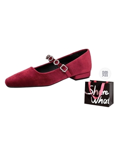 Мэри Джейн туфли женские бордовые с сумкой для покупок, цвет Burgundy+Shopping Bag Bigtree