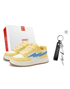 Низкие скейтборд кроссовки унисекс бело-желтые (с брелоком), цвет White Yellow (Comes with Keychain) Miniso