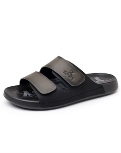 Мужские тапочки-шлепанцы с амортизацией из полиуретана PU - черно-серые, цвет Black Gray Kung fu partners