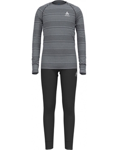 Детские брюки и лонгслив Set active eco warm black/grey melange 140 Odlo