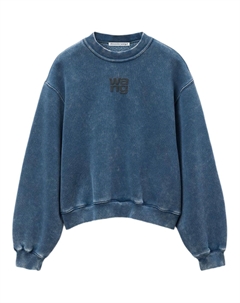 Футболка Essential Terry с логотипом краской, свитер кислотный черный лед, кислотная мойка черный лед Alexander wang