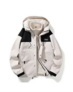 Водонепроницаемая ветровка защита от ветра дышащая и утепленная унисекс, Ivory White (3-in-1) Jeep spirit