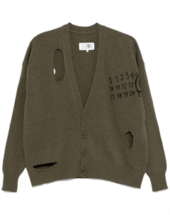 Футболка с V-образным вырезом и принтом Signature Numbers, оливково-зеленая Mm6 maison margiela