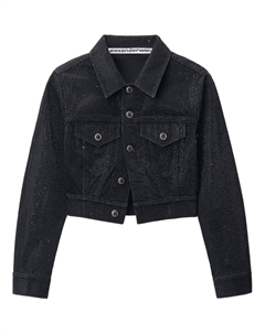 Кристаллами украшенная джинсовая куртка, черная Alexander wang