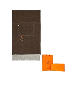 HERMES Кашемировый вязаный шарф женский коричневый, Brown Hermès