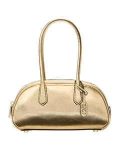 Металлическая кожаная женская сумка через плечо маленькая золотая Michael kors